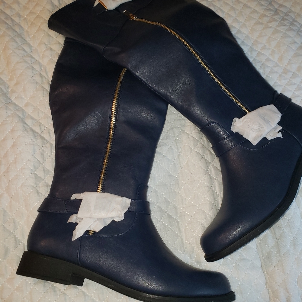 Shoedazzle 8.5 Navy Riding boots
